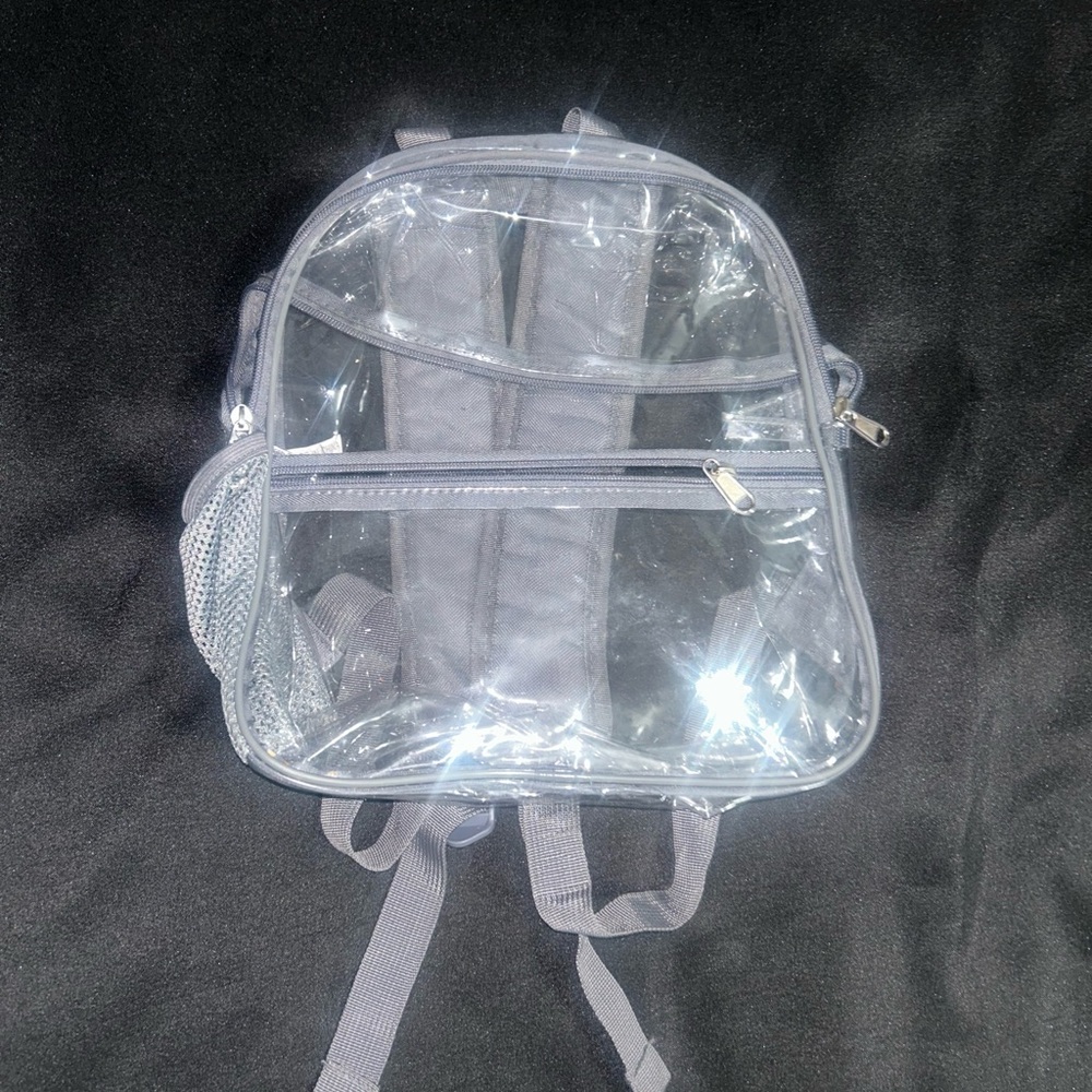 Clear Mini Backpack with Gray Straps